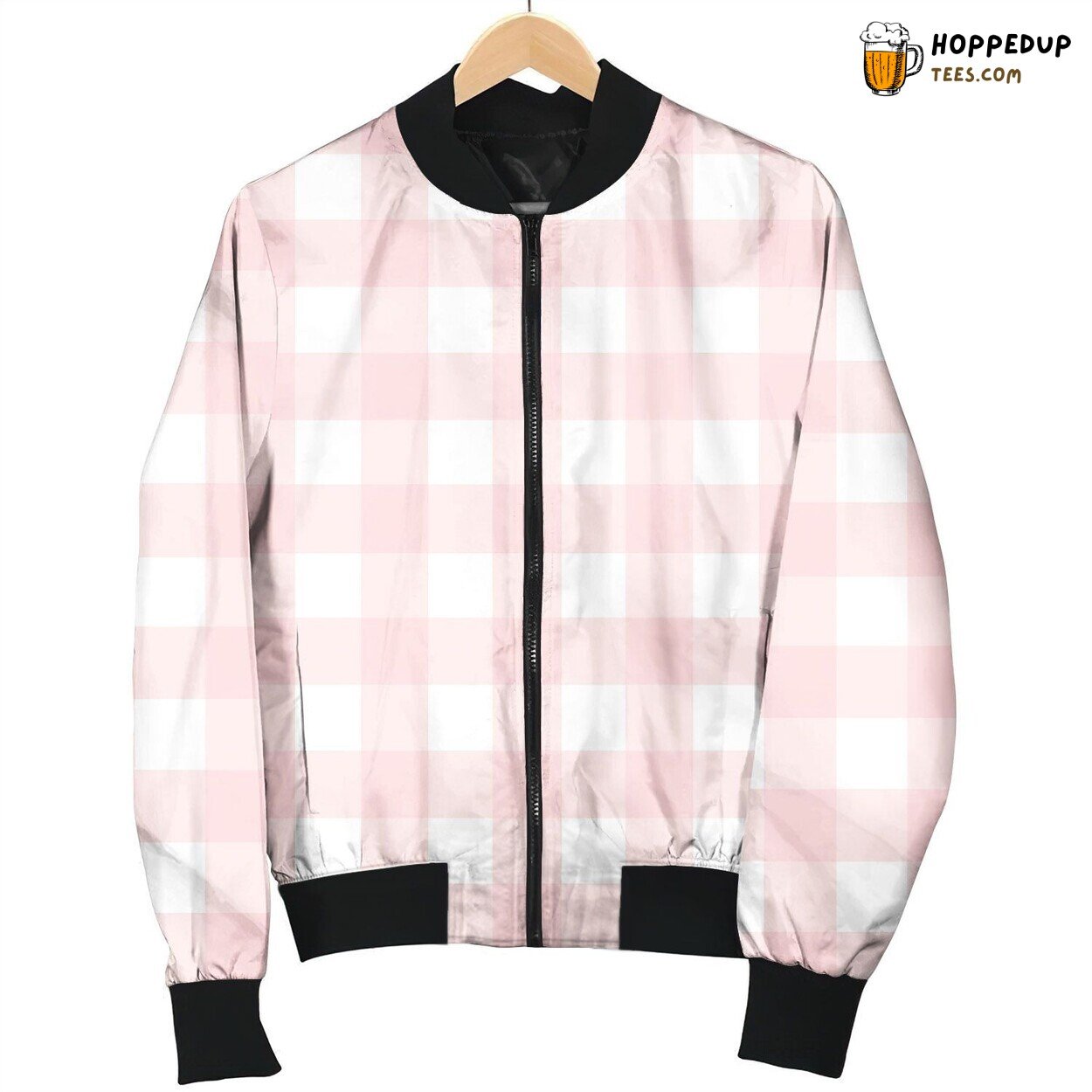 Gingham Lovely Pattern Winter Bomber Jacket Sweet and Comfortable