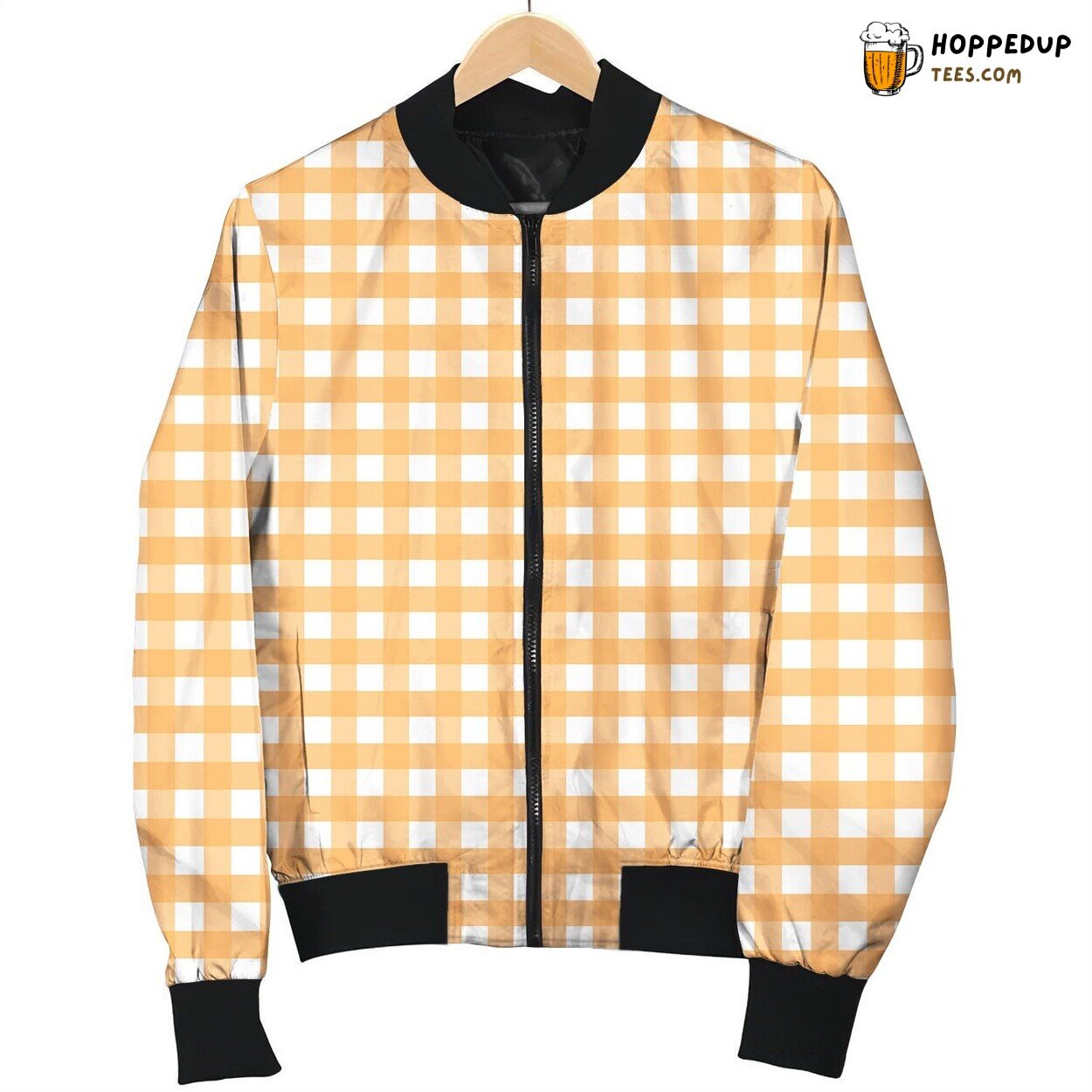 Gingham Orange White Bomber Jacket