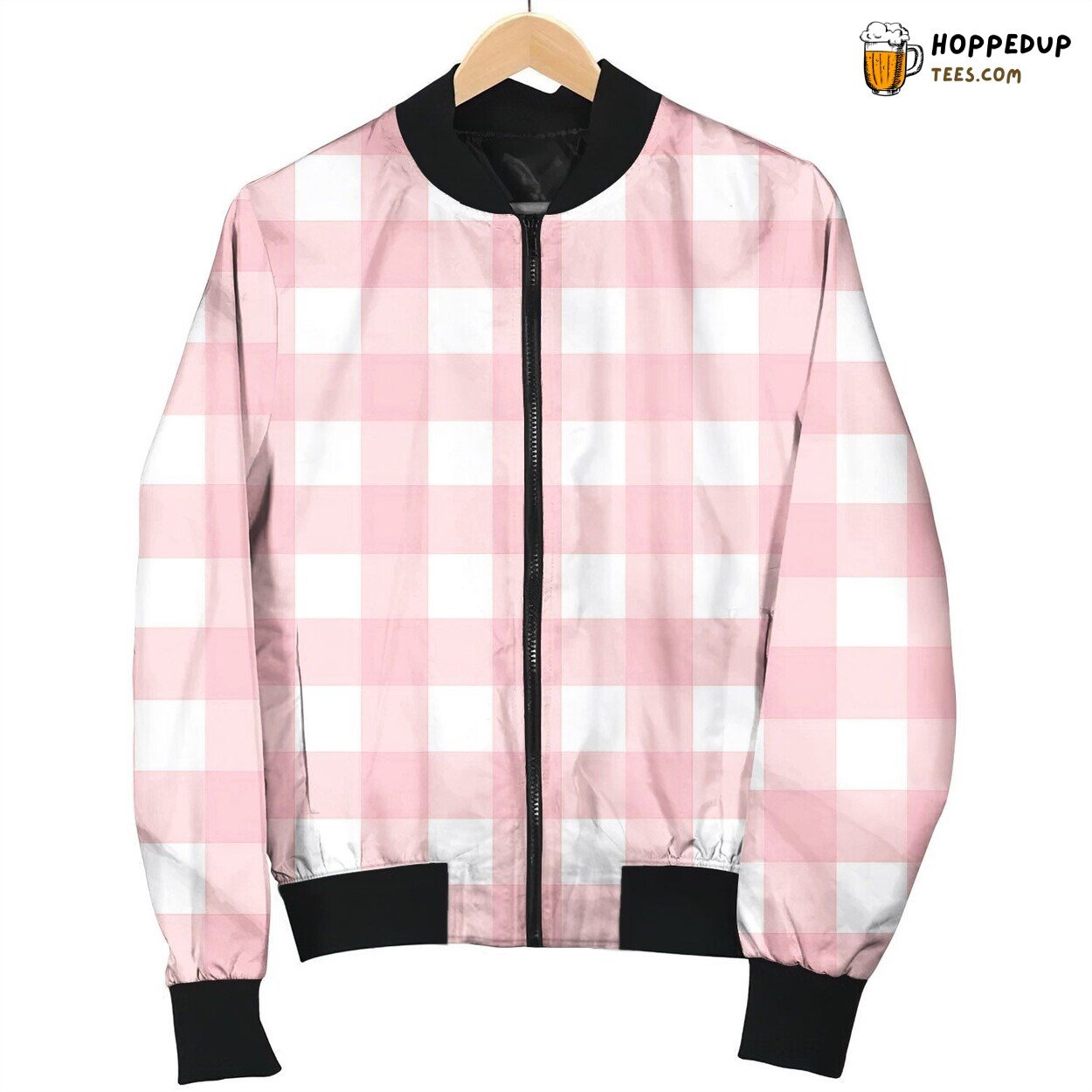 Gingham Pretty Pattern Winter Bomber Jacket Feminine Classic Style