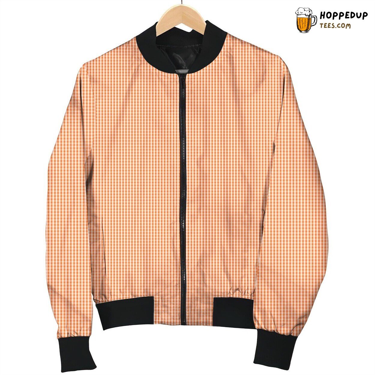 Gingham Red Orange Bomber Jacket