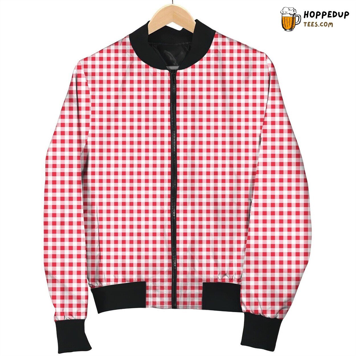 Gingham Red White Bomber Jacket