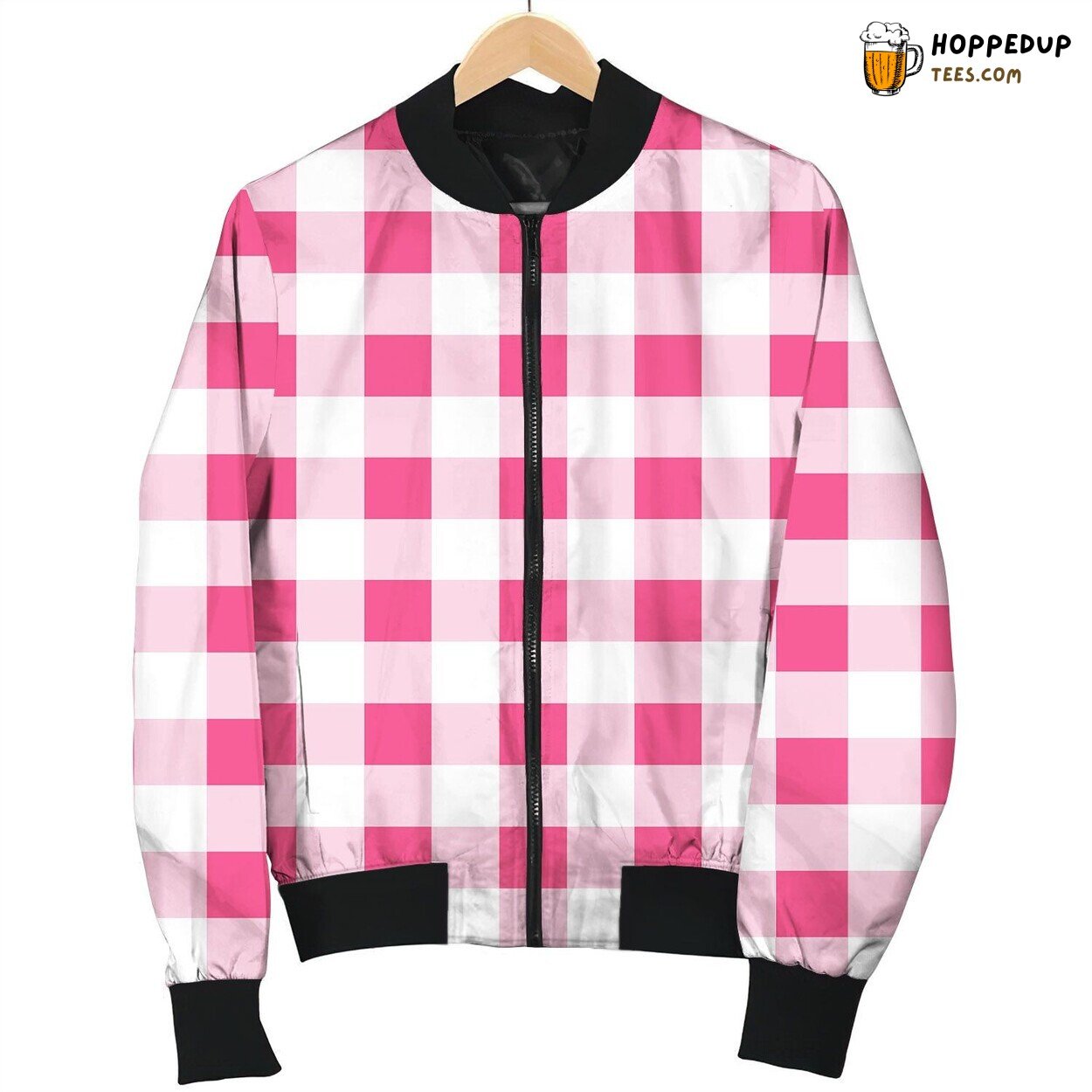 Gingham Sweet Design Winter Bomber Jacket Soft Colorful Aesthetic
