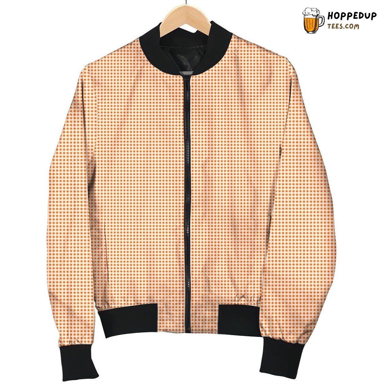 Gingham White Orange Beauty Bomber Jacket