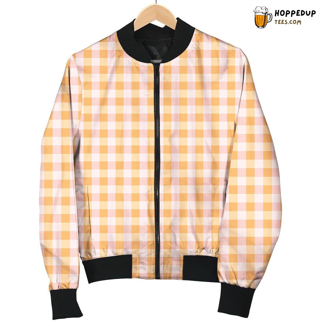 Gingham White Orange Lovely Bomber Jacket