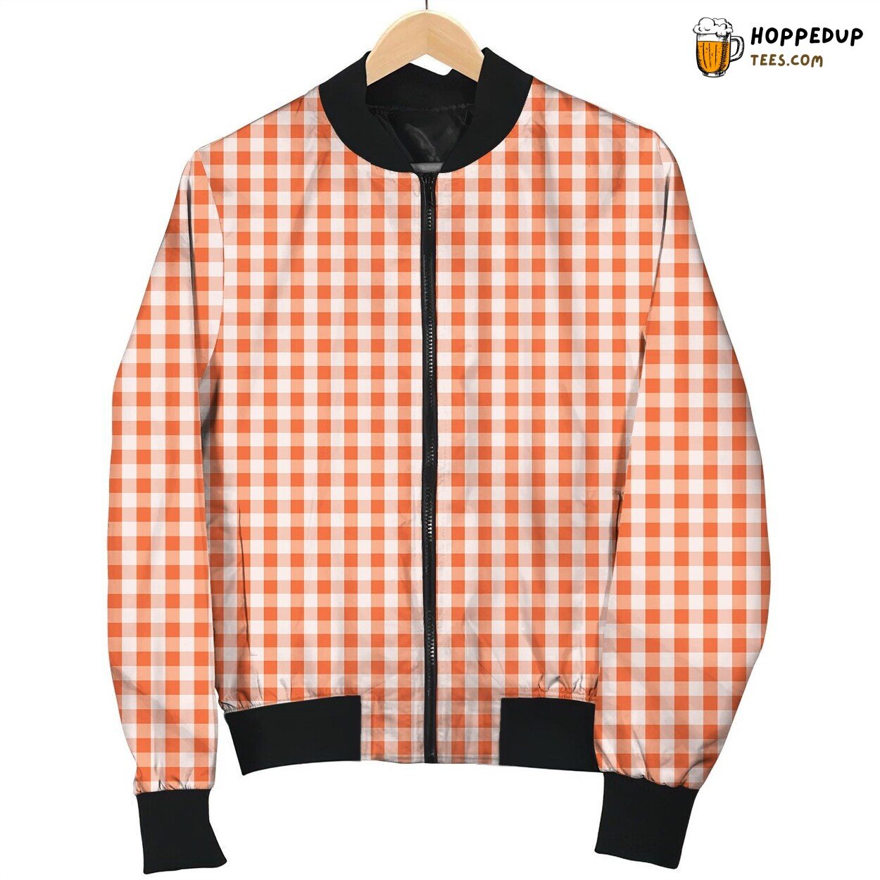 Gingham White Orange Pink Bomber Jacket