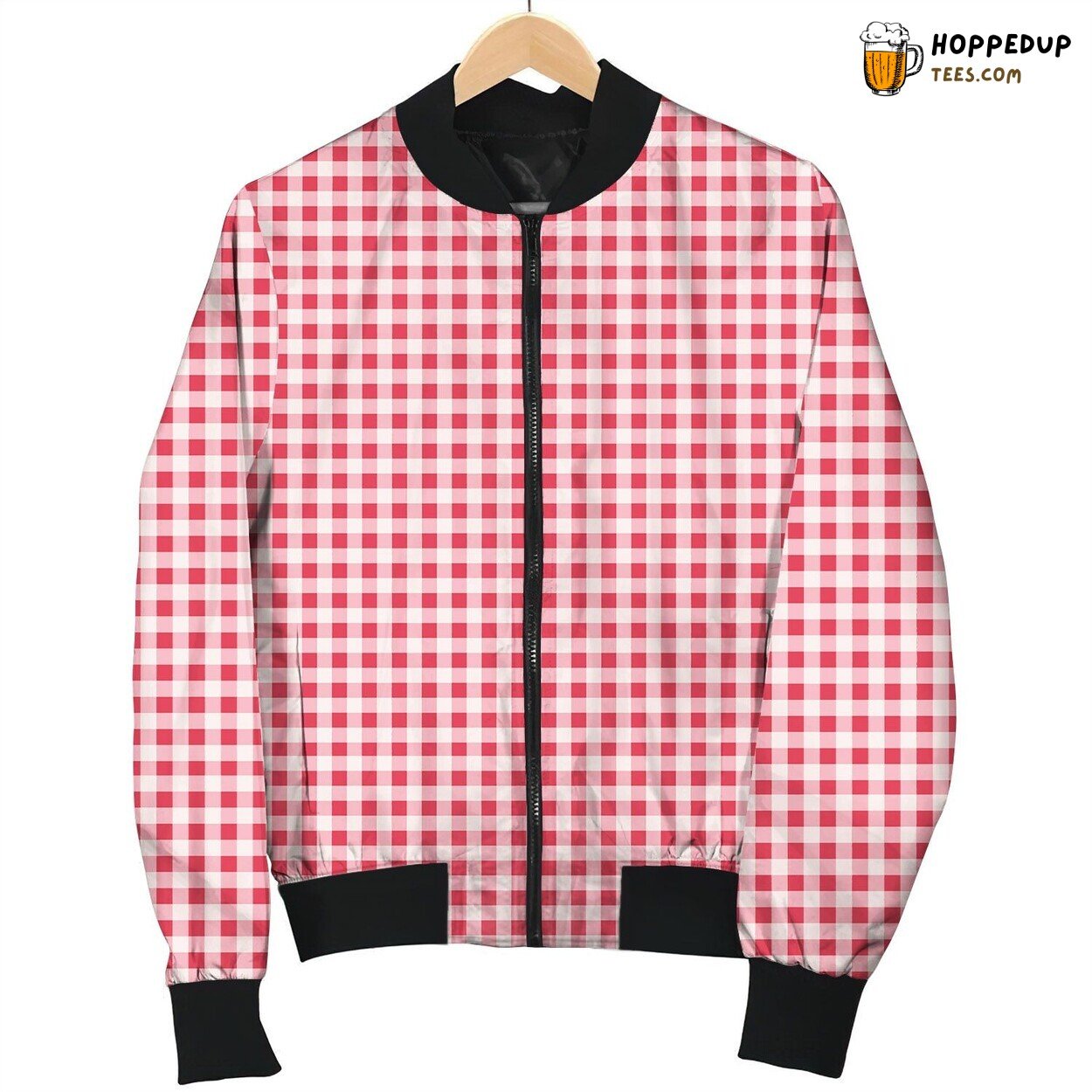 Gingham White Pink Bomber Jacket