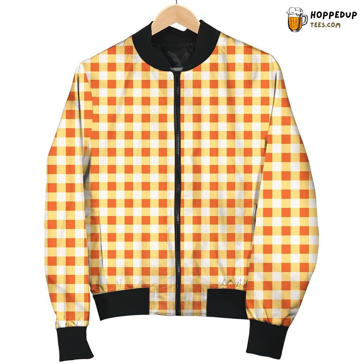 Gingham Yellow Orange Bomber Jacket