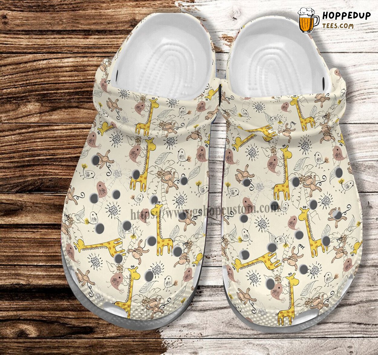 Giraffe Monkey Chibi Pattern Funny Croc Shoes Birthday Gift