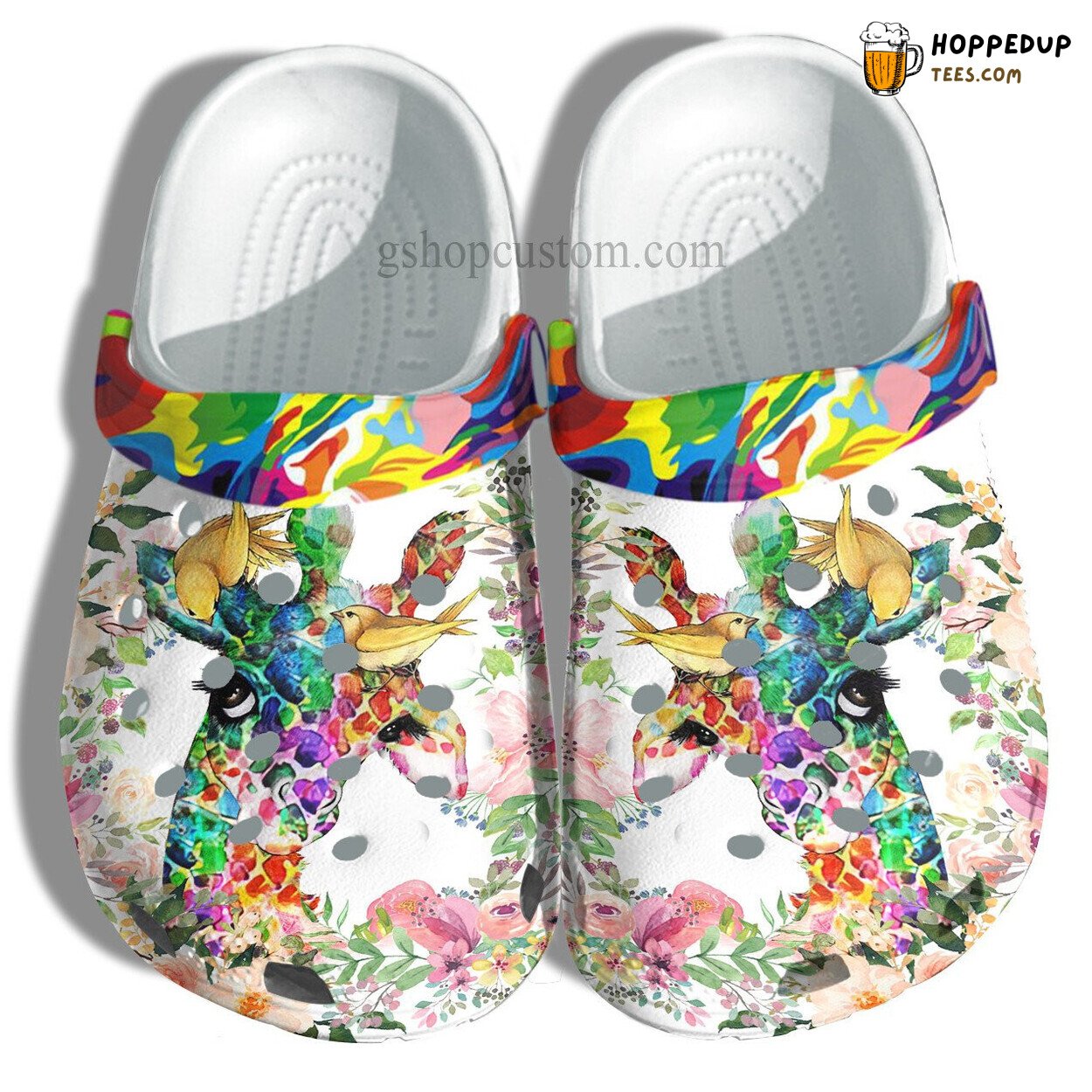 Giraffe Rainbow Colorful Autism Awareness Shoes Flower Theme Women Gifts