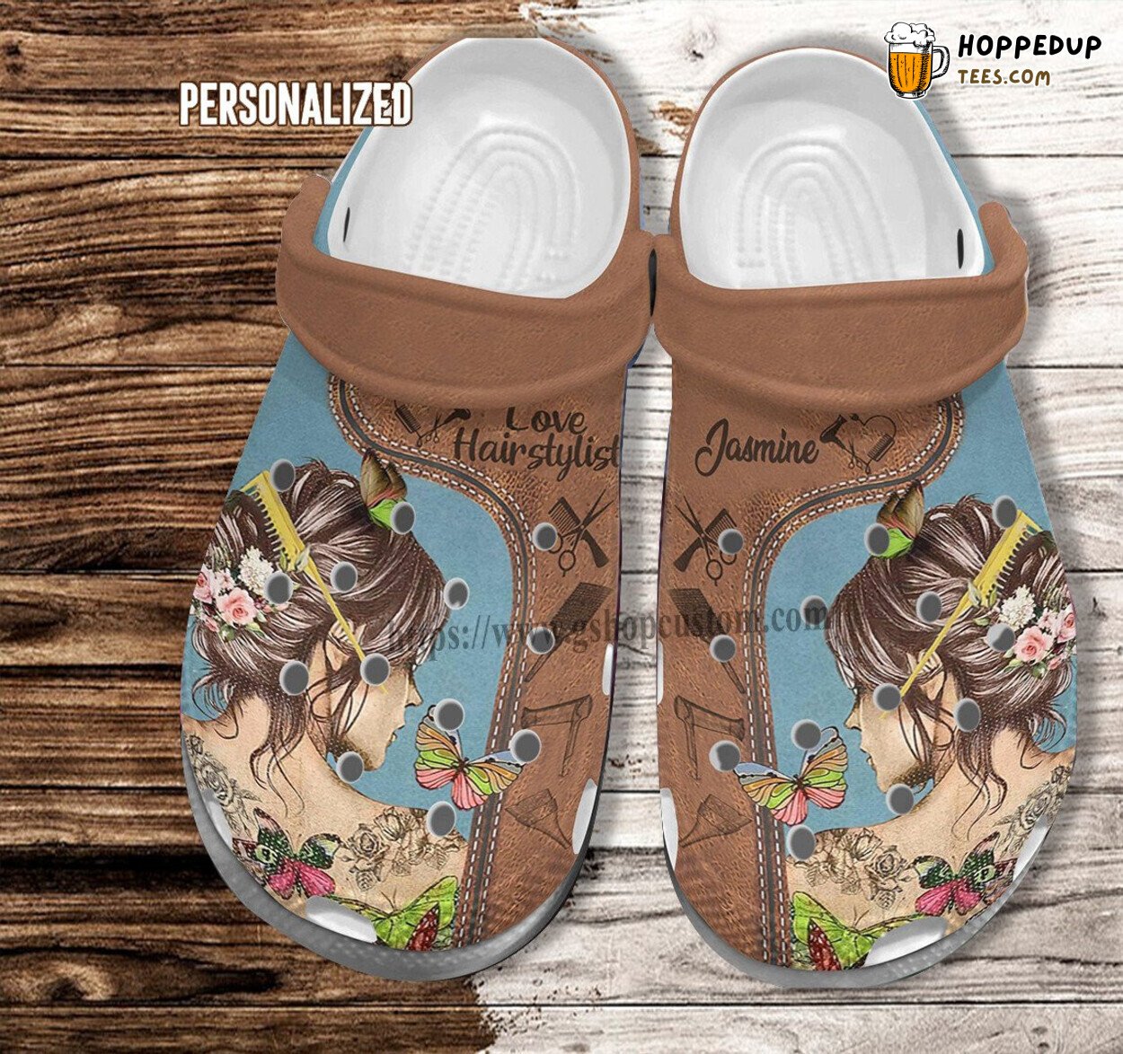Girl Hair Stylist Vintage Butterfly Theme Birthday Daughter Clogs