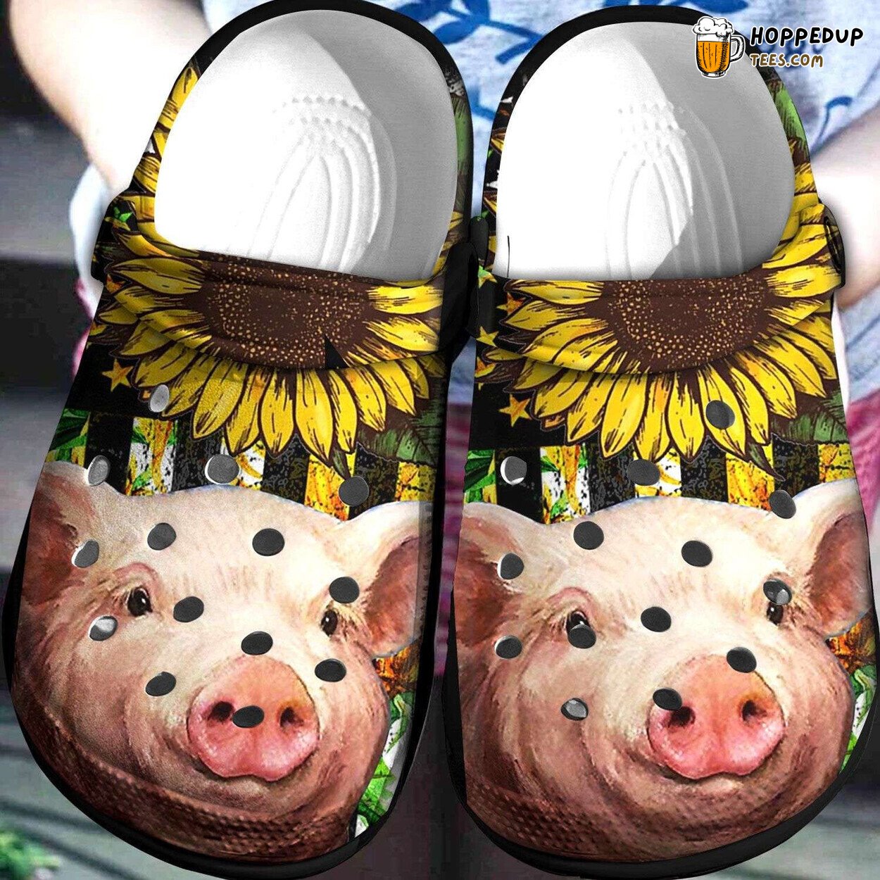 Girl Love Pig Sunflower Theme Comfortable Clogs Farm Inspired Shoes