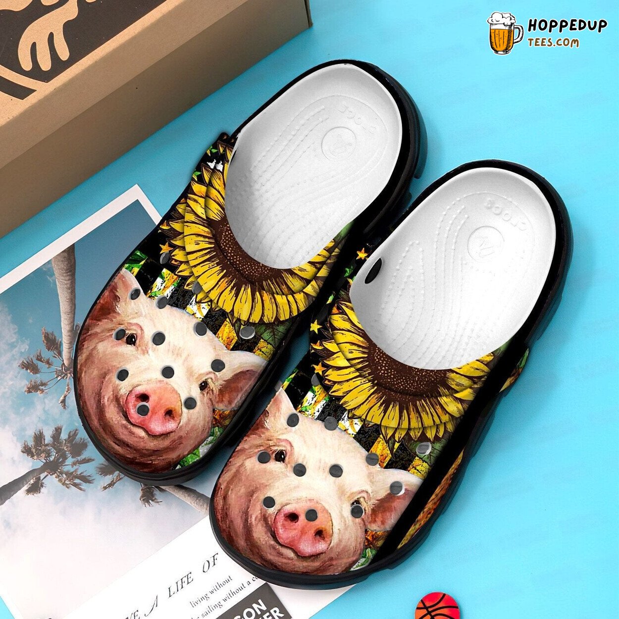 Girl Love Pig Sunflower Themed Shoes Clogs Custom Design Women Gift