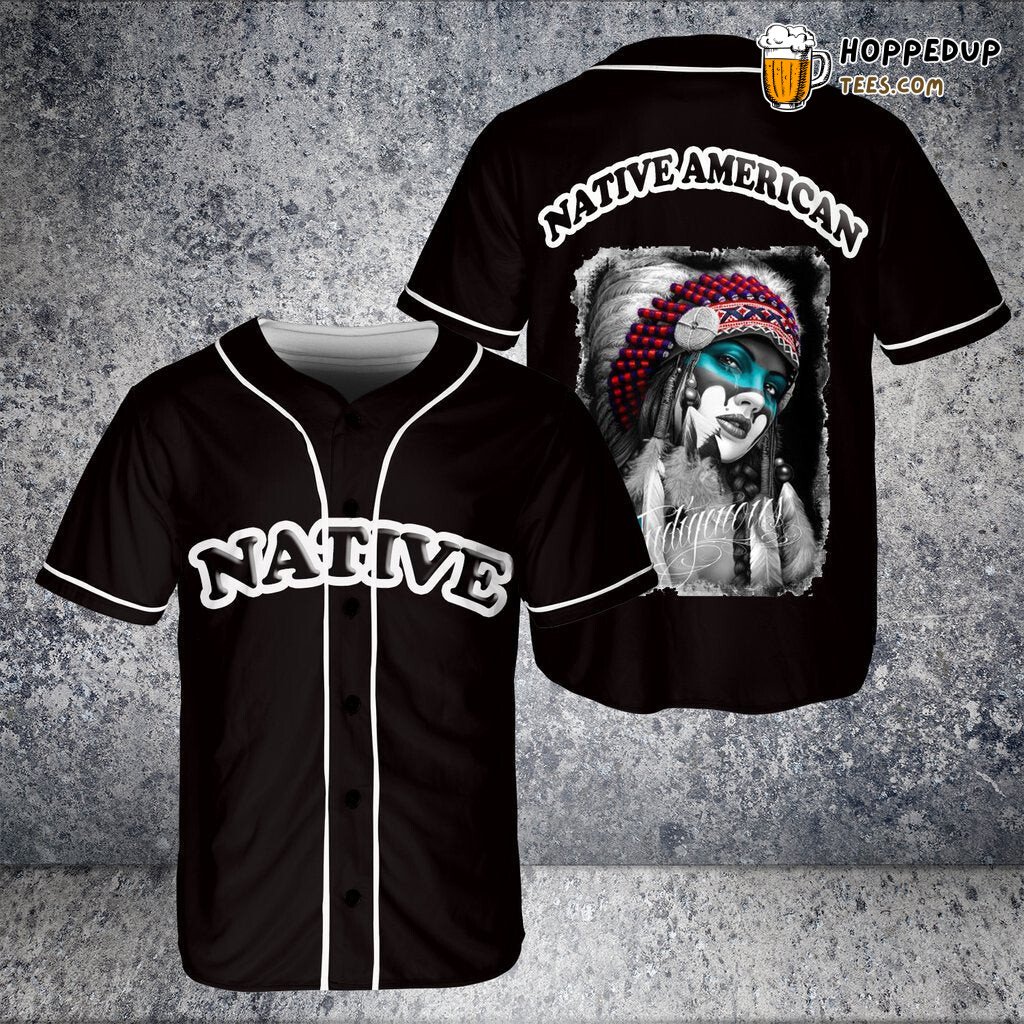 Girl Native American Baseball Tee Jersey Shirts 3D