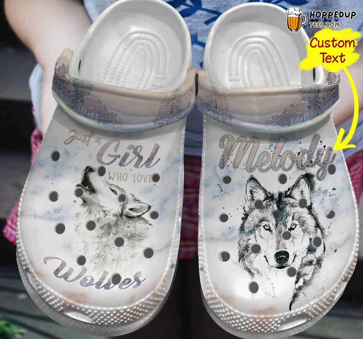 Girl Who Loves Wolves Crocbland Themed Gift Clog Comfort Shoes