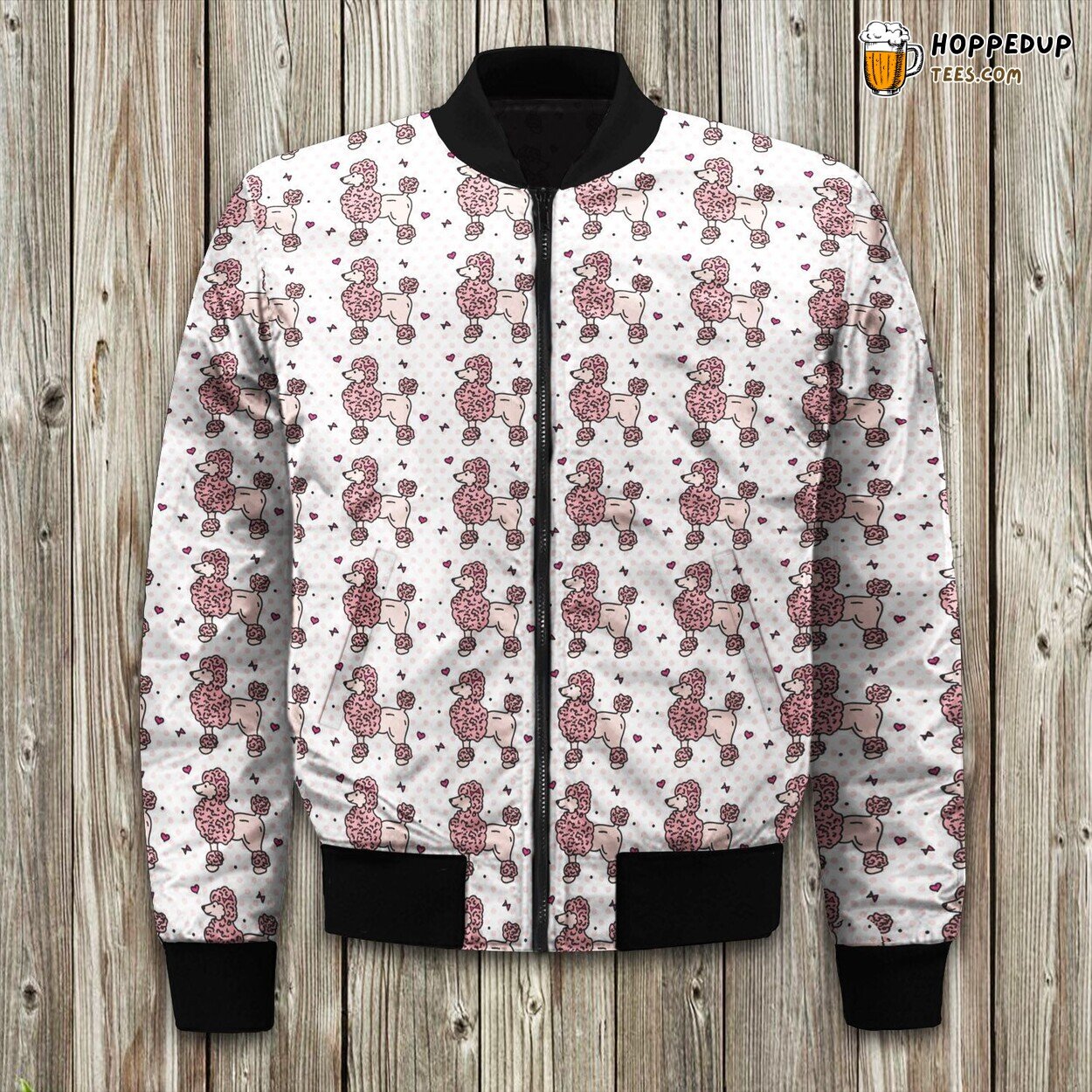 Girly Poodle Pattern Bomber Jacket