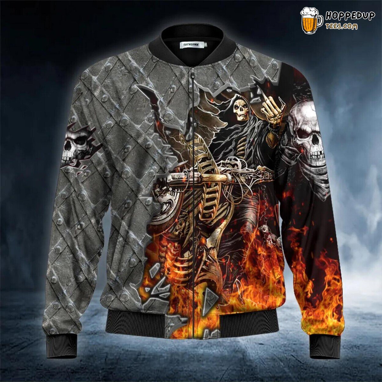 Give A F Rider Reaper Exclusive Bomber Jacket 3D Viking Skull Print Design