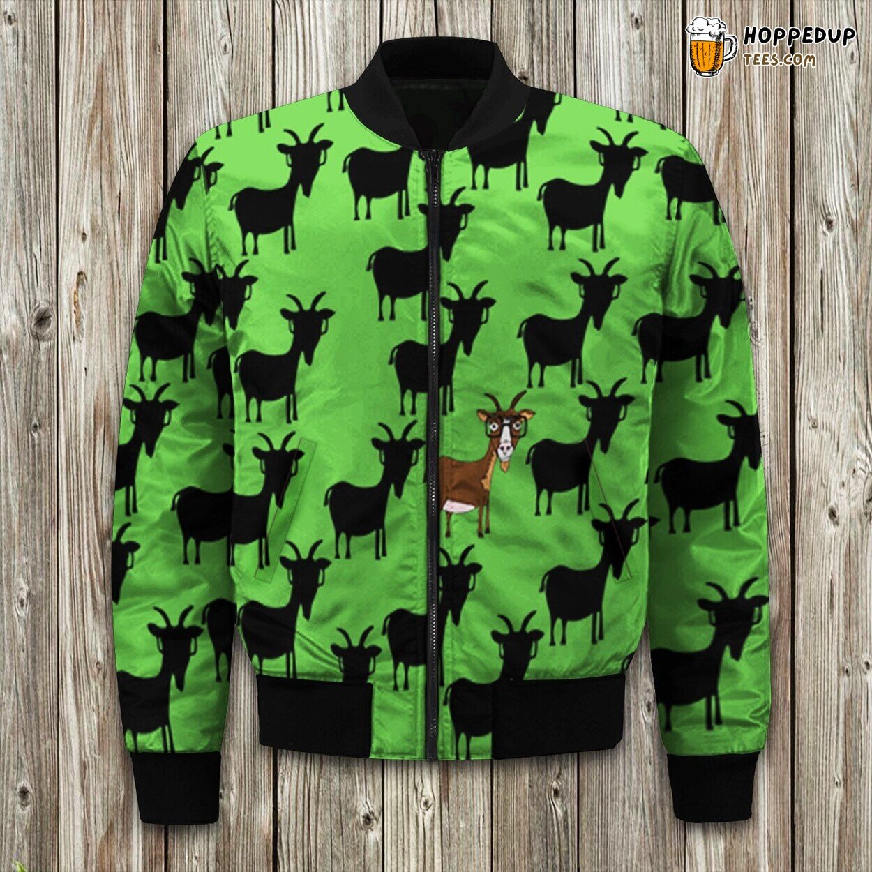Glasses Goat And Black Shape Seamless Bomber Jacket