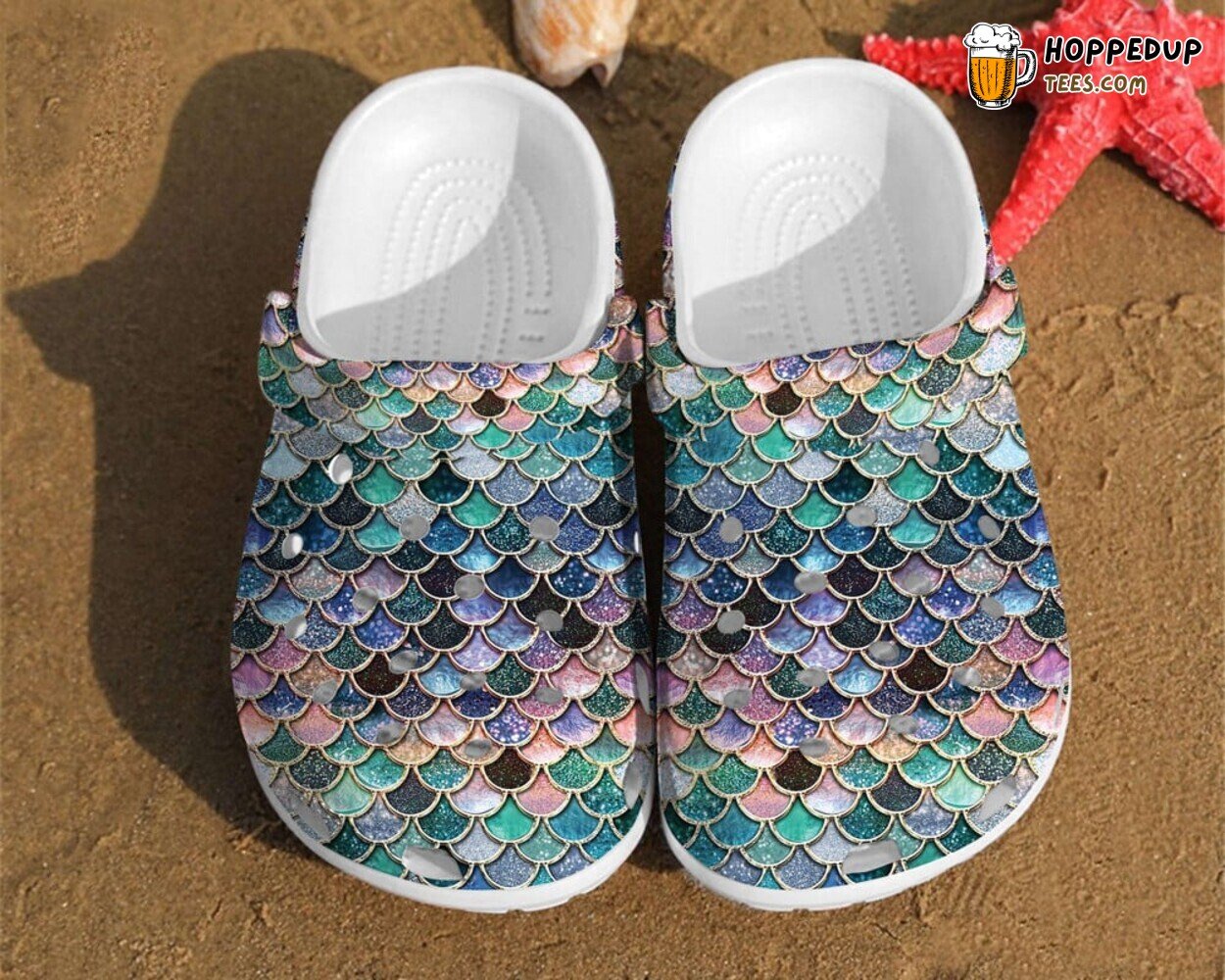 Glitter Fish Scales Mermaid Gifts Themed Comfortable Rubber Clog Shoes