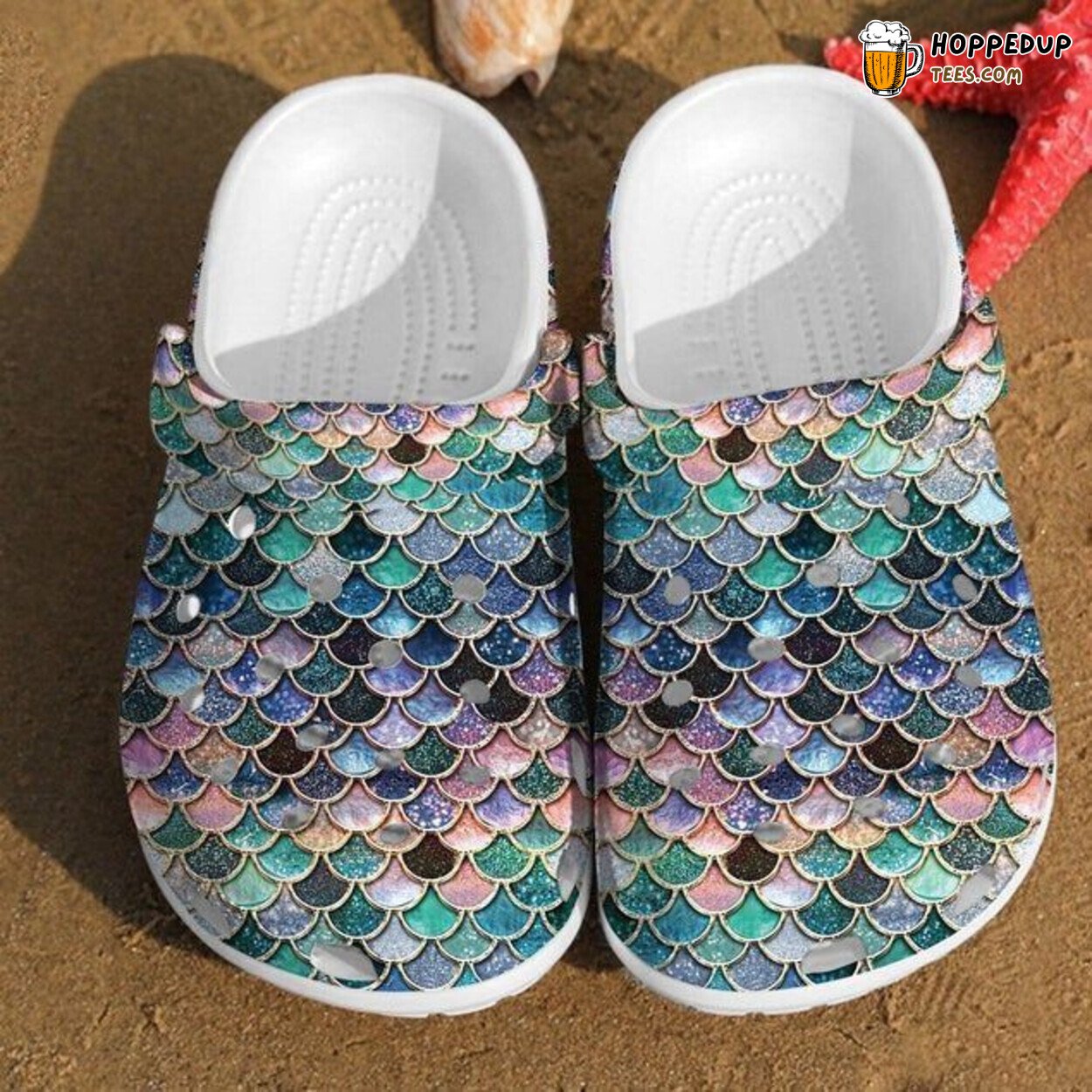 Glitter Fish Scales Mermaid Themed Rubber Comfortable Clogs Shoes