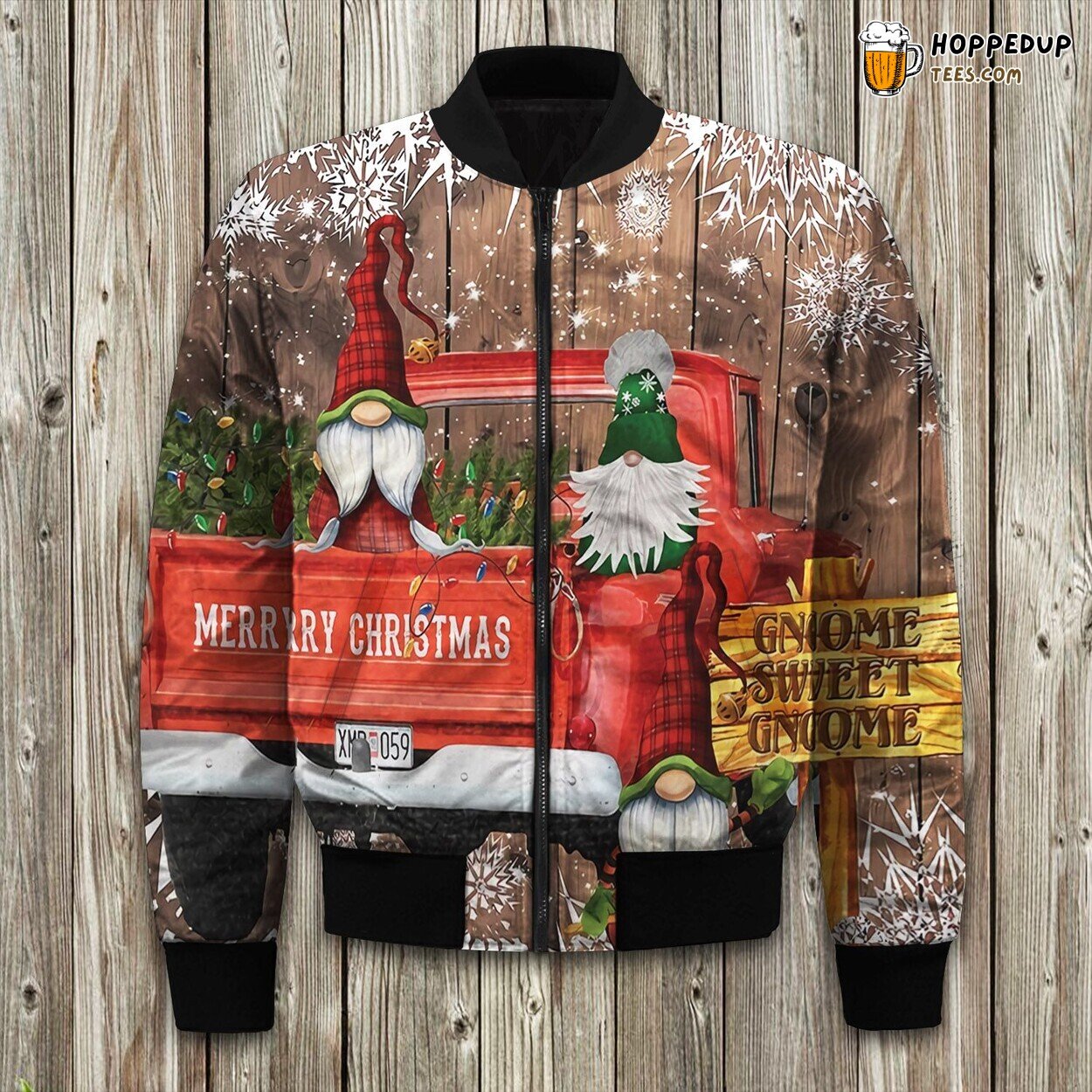 Gnome Christmas Theme Winter Bomber Jacket Festive Spirit Design