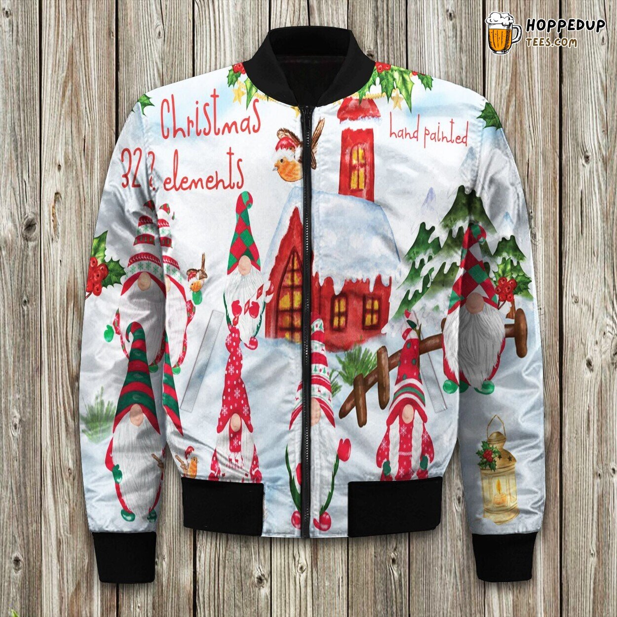 Gnomes Christmas Snow House Bomber Jacket