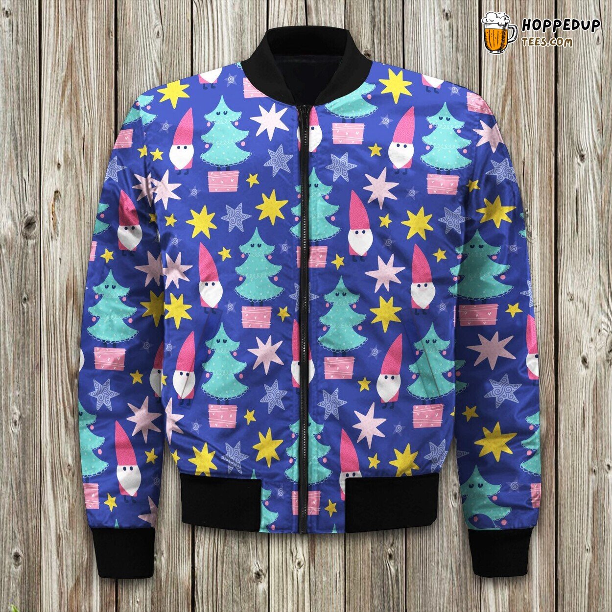 Gnomes Christmas Tree Bomber Jacket