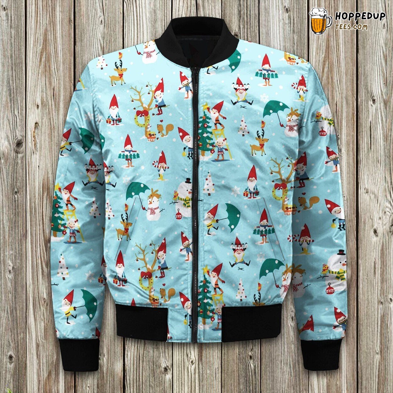 Gnomes Winter Christmas Bomber Jacket