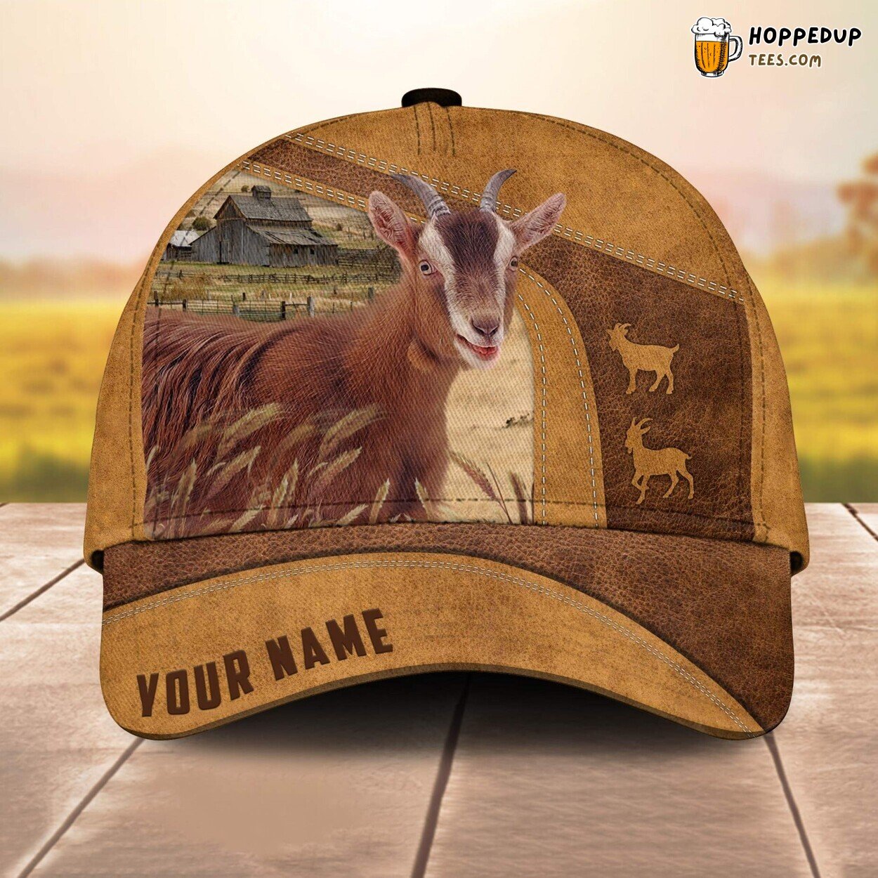 Goat 3D Custom Name Cap All Over Print Baseball Farm Animal Lover Leather Touch