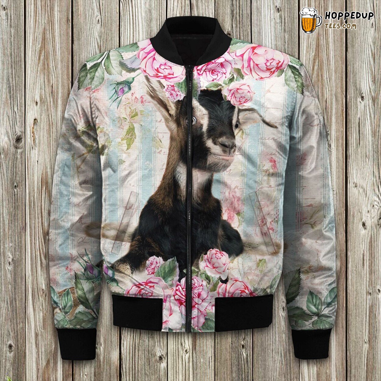 Goat Farmer Theme Winter Bomber Jacket Countryside Charm Wear
