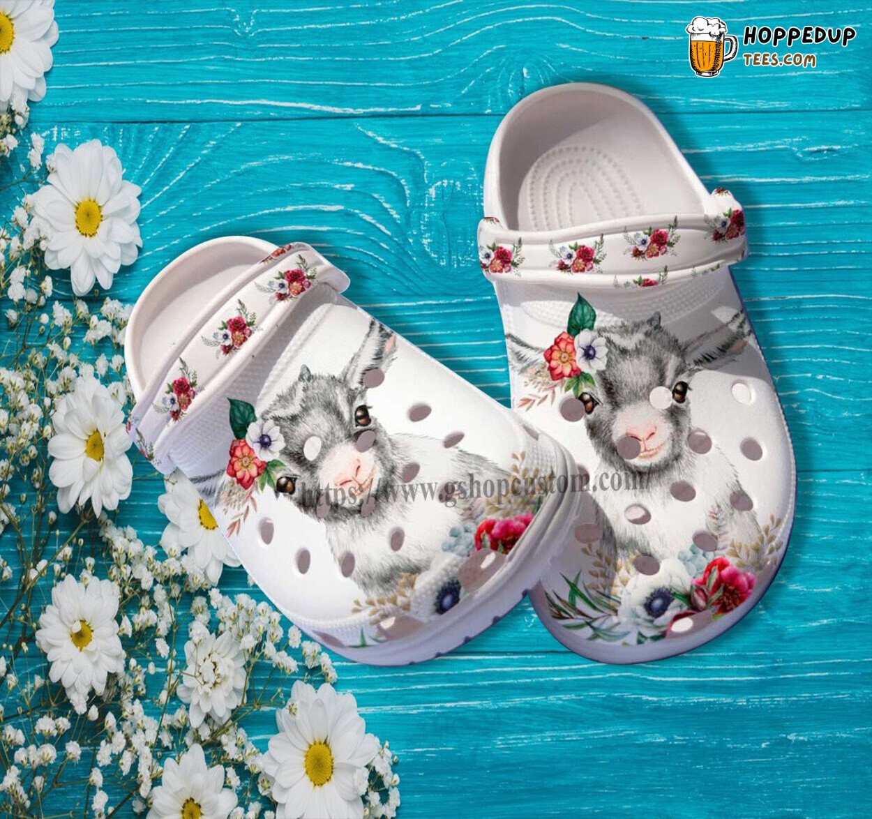 Goat Flower Faith Themed Women’s Comfortable Unique Croc Shoes