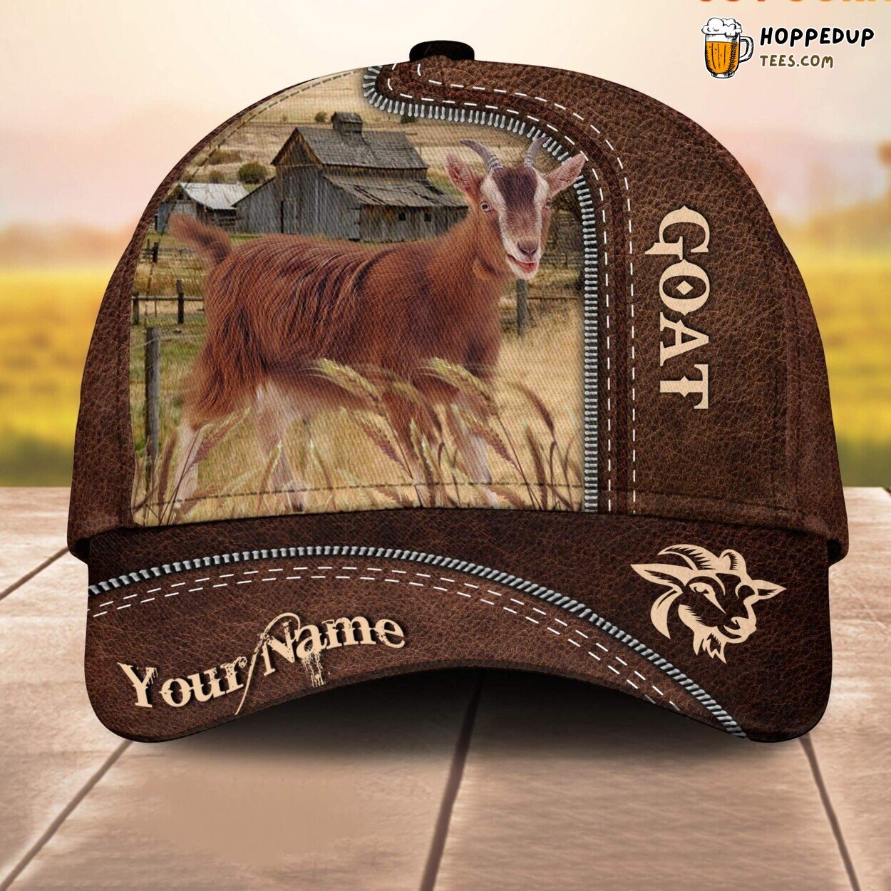 Goat Leather 3D Cap Animal Farm Lovers Customized Baseball Pattern