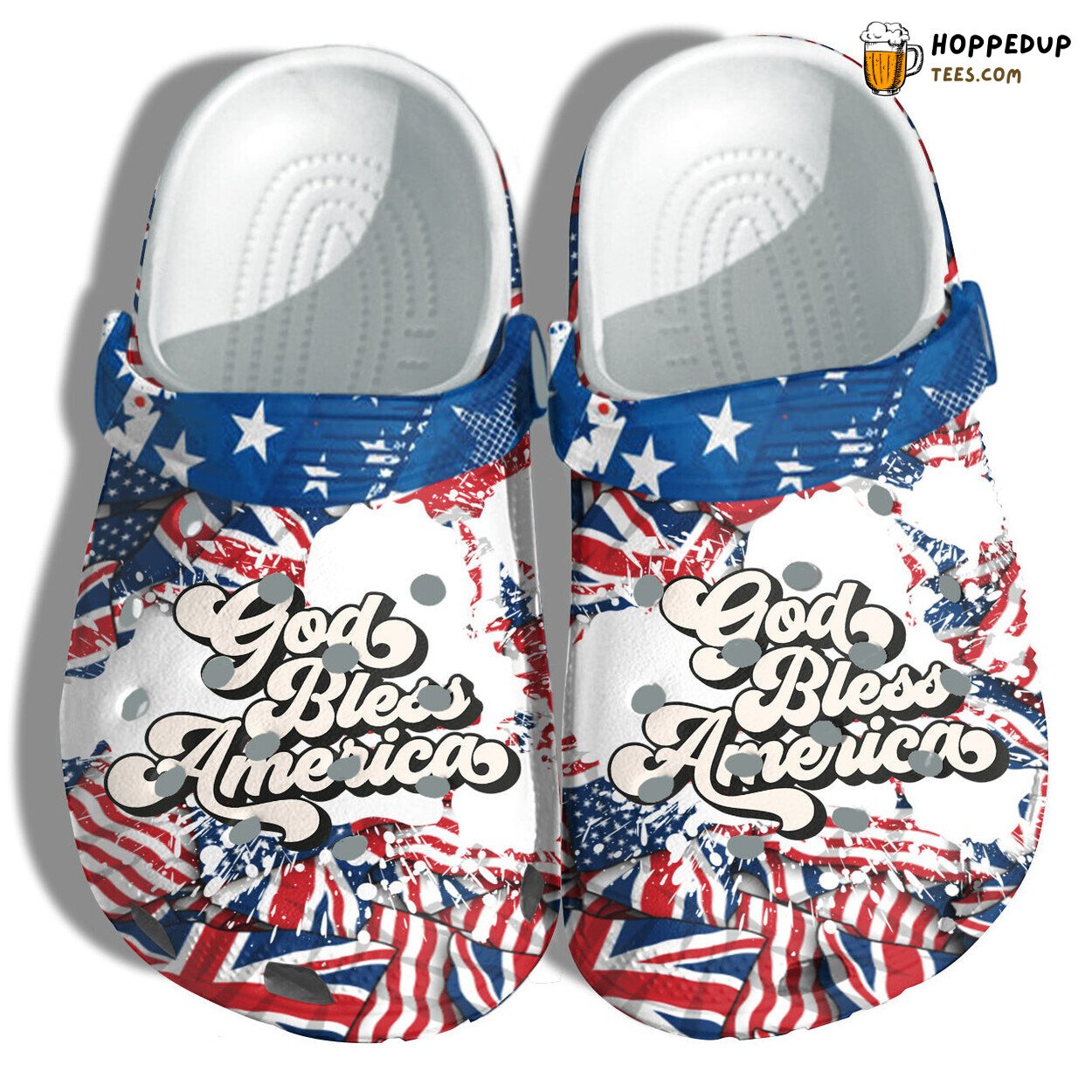 God Bless America 4th July Women Vintage England USA Flag Clogs