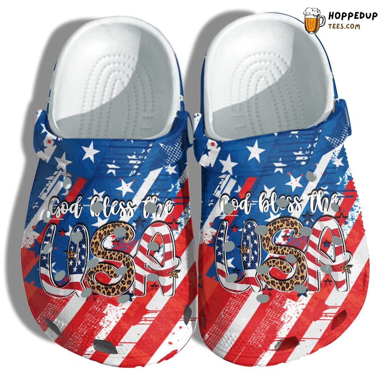 God Bless USA 4th July Women Leopard Peace Love Flag Shoes