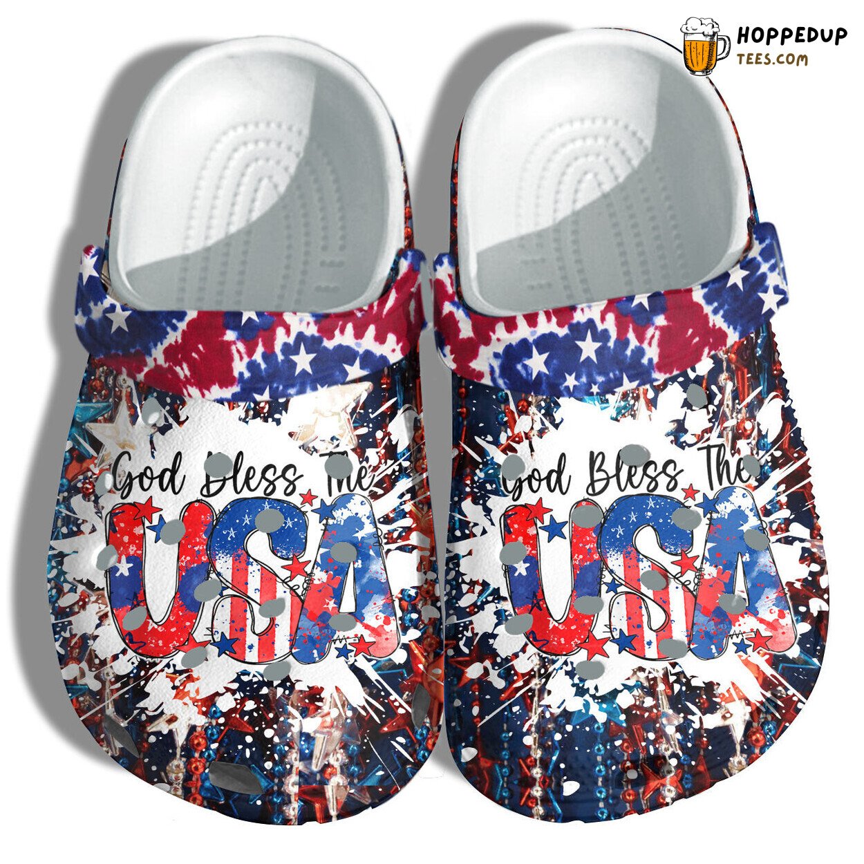 God Bless USA America Flag Hippie Tie Dye 4th July Shoes