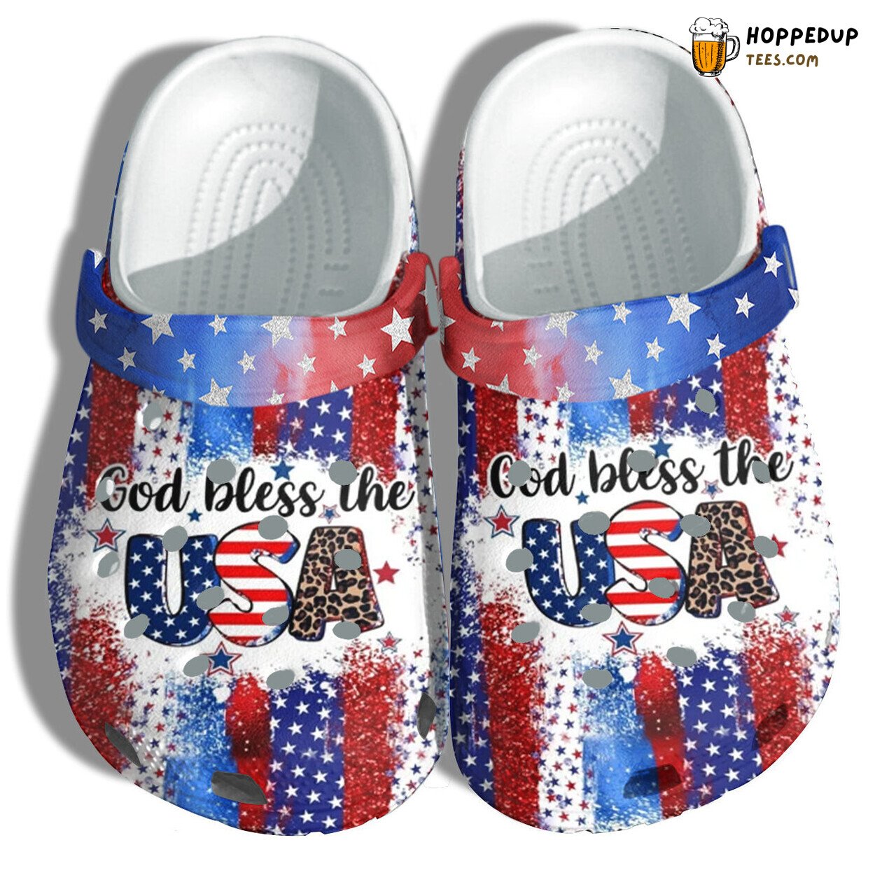 God Bless USA Star 4th July Women Twinkle Leopard Shoes