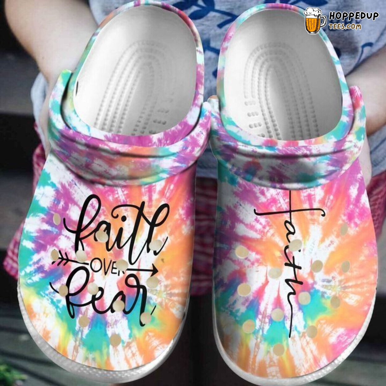 God Faith Over Fear Inspirational Themed Comfortable Clog Shoes Design
