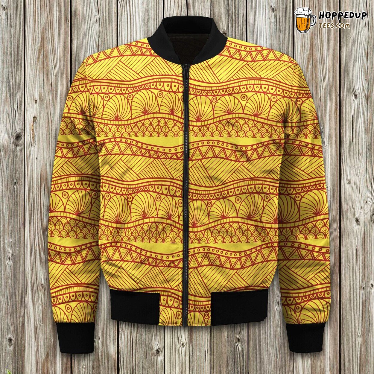God Pattern In Yellow Background Bomber Jacket