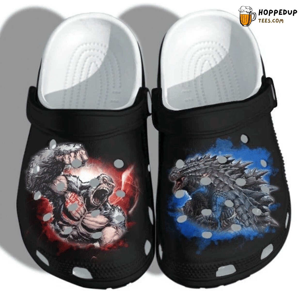 Godzilla Kong Monster Black Themed Comfortable Unique Clogs Shoes