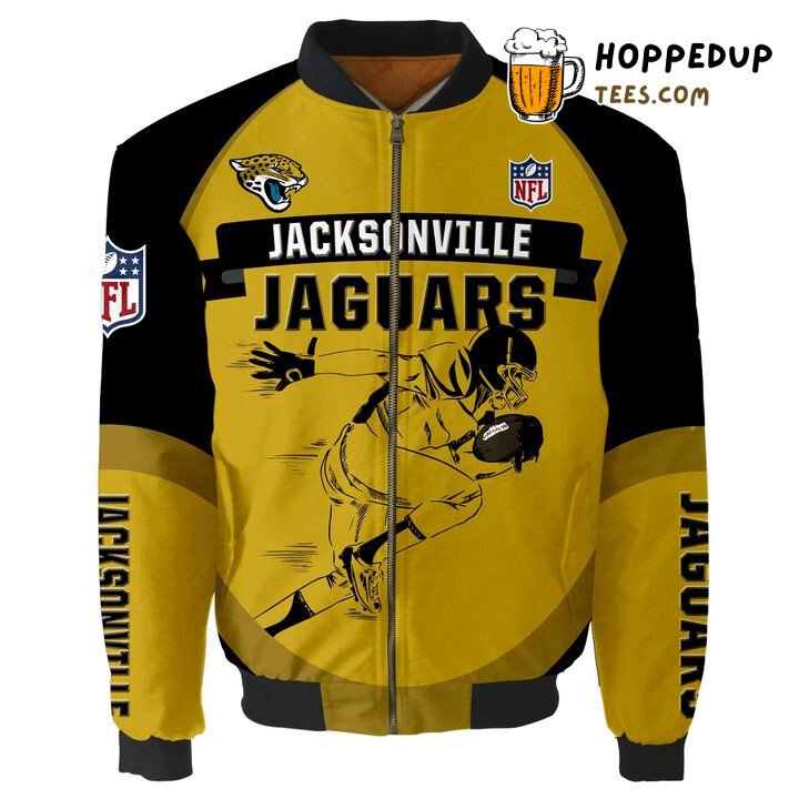 Gold Black Jacksonville Jaguars NFL Refined Bomber Jacket Trim