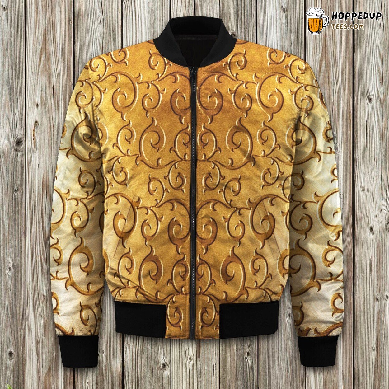 Gold Carving Pattern Bomber Jacket