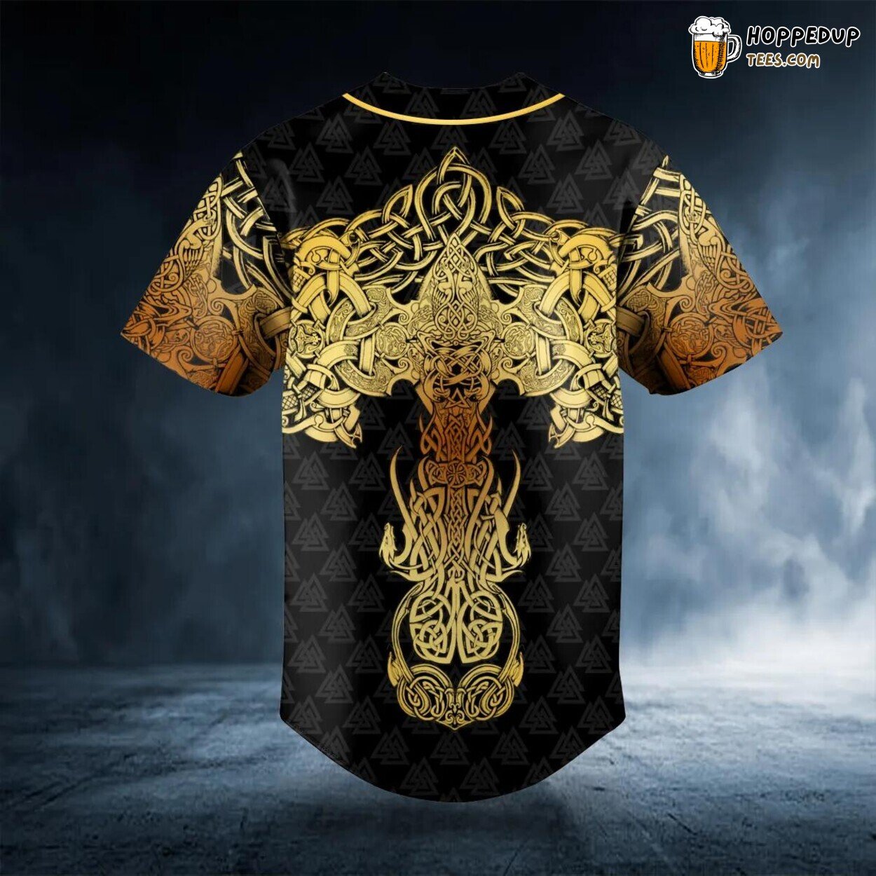Gold Dragon Swords Viking Tattoo Baseball Jersey Graphic Tees 3D Print