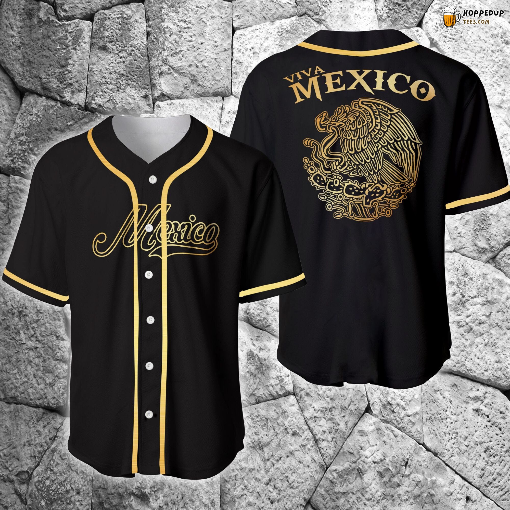 Gold Eagle Mexico Themed Baseball Jersey Distinctive Unique Design Edition