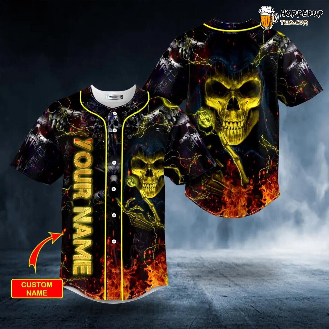 Gold Grim Reaper Unique Authentic Design Skull Baseball Jersey Custom Edition
