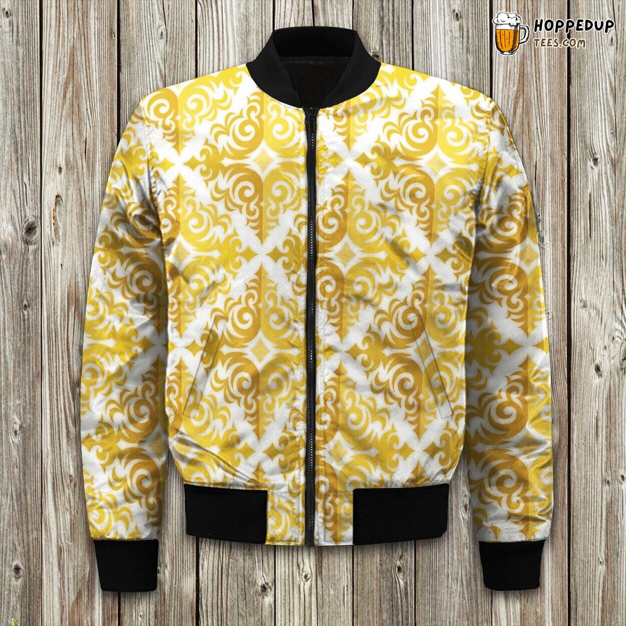 Gold Luxurious Pattern Bomber Jacket