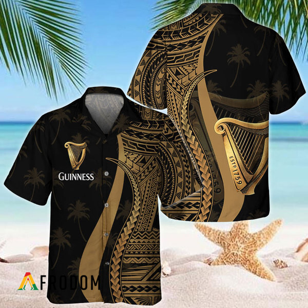 Gold Polynesian Guinness Hawaiian Shirt HU