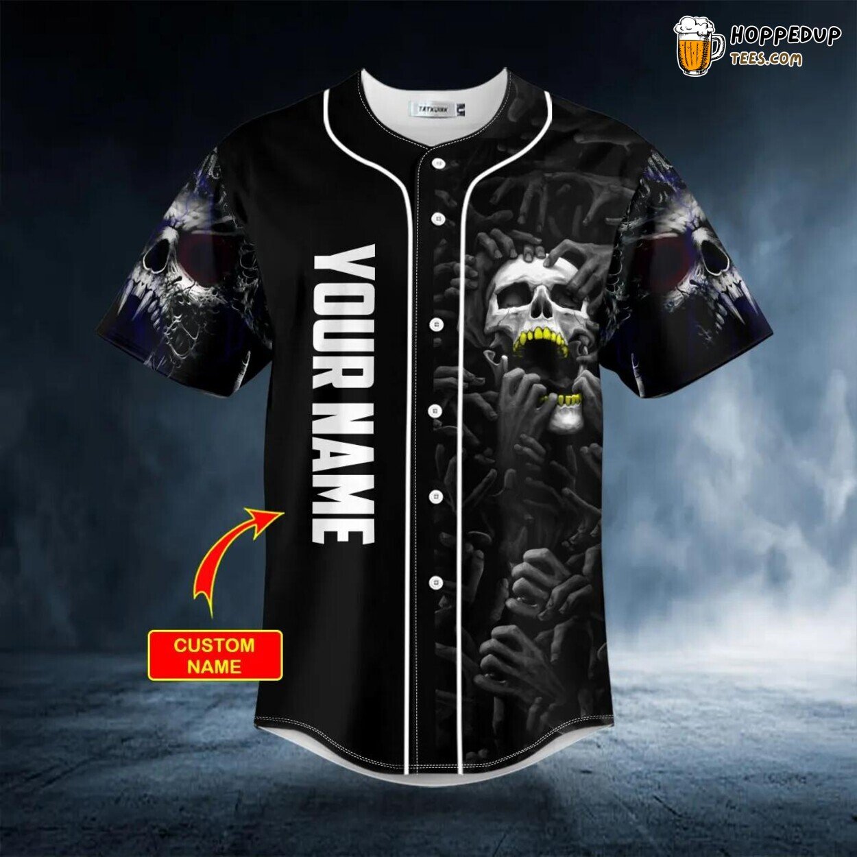 Gold Teeth Skull Ghost Baseball Jersey Graphic Tees 3D Print Premium Edition