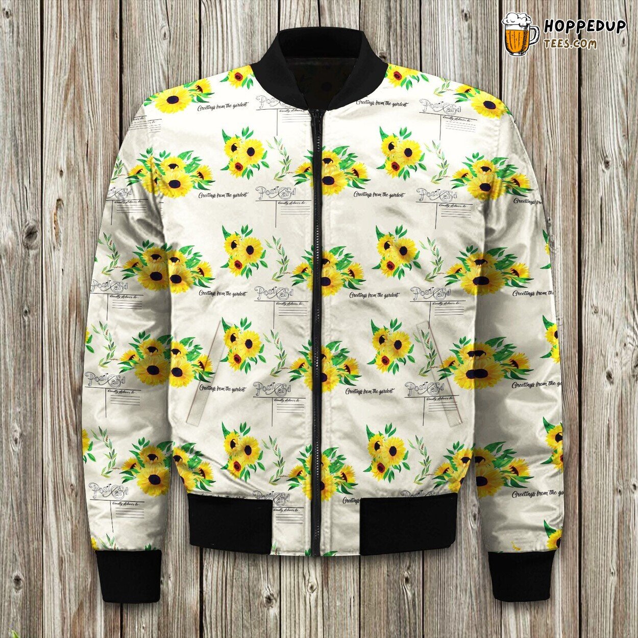 Golden Blooms Yara Sunflower Winter Bomber Jacket Vibrant Floral Touch
