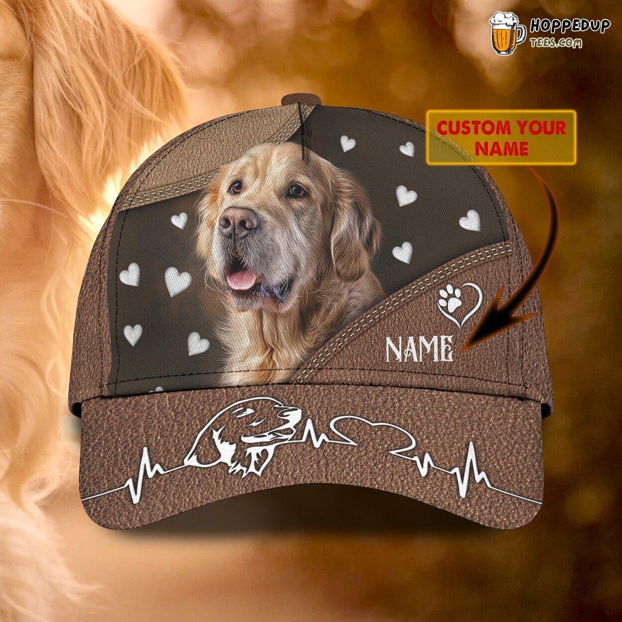 Golden Elegance 3D Classic Cap Personalized Unique Name Design Edition