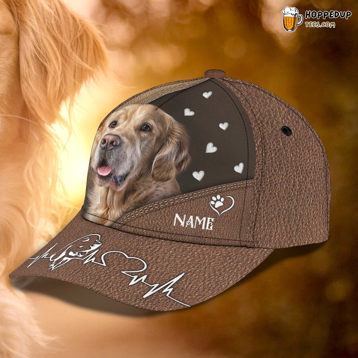 Golden Elegance 3D Classic Cap Personalized Unique Name Design Edition