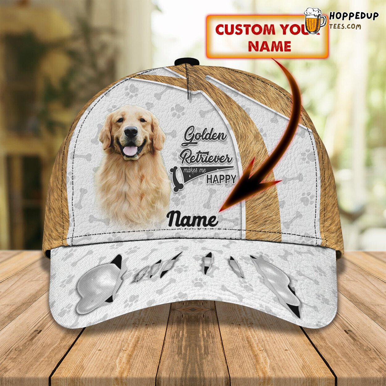 Golden Retriever 3D Classic Cap Personalized Name Elegant Design Theme